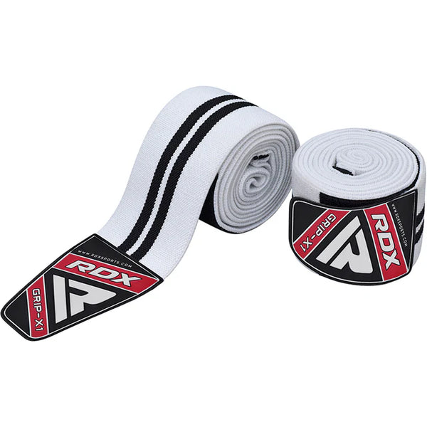 RDX K1 Elasticated Knee Compression Bandage Wraps White/Black