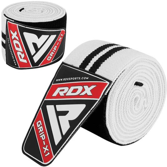 RDX K1 Elasticated Knee Compression Bandage Wraps White/Black